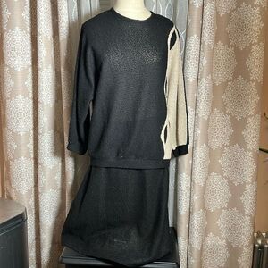 Vintage Black Knit Skirt Set Size 14 – RN40928 100% Polyester